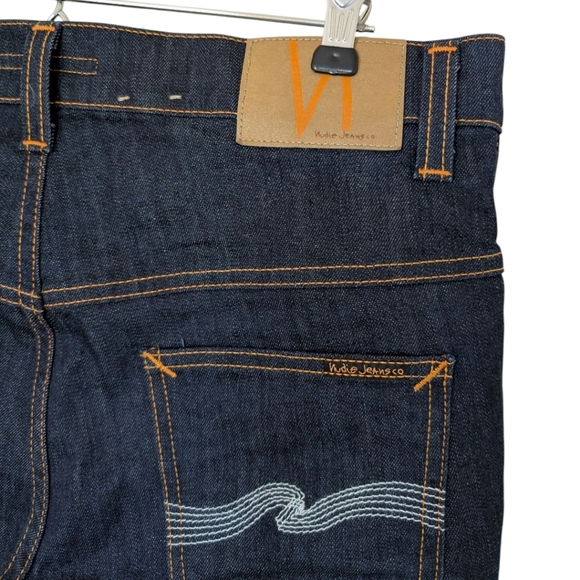 Nudie Jeans Thin Finn Jeans Dry Ecru Embo Dark Blue Wash Men's size 32 x 34 - Picture 3 of 15